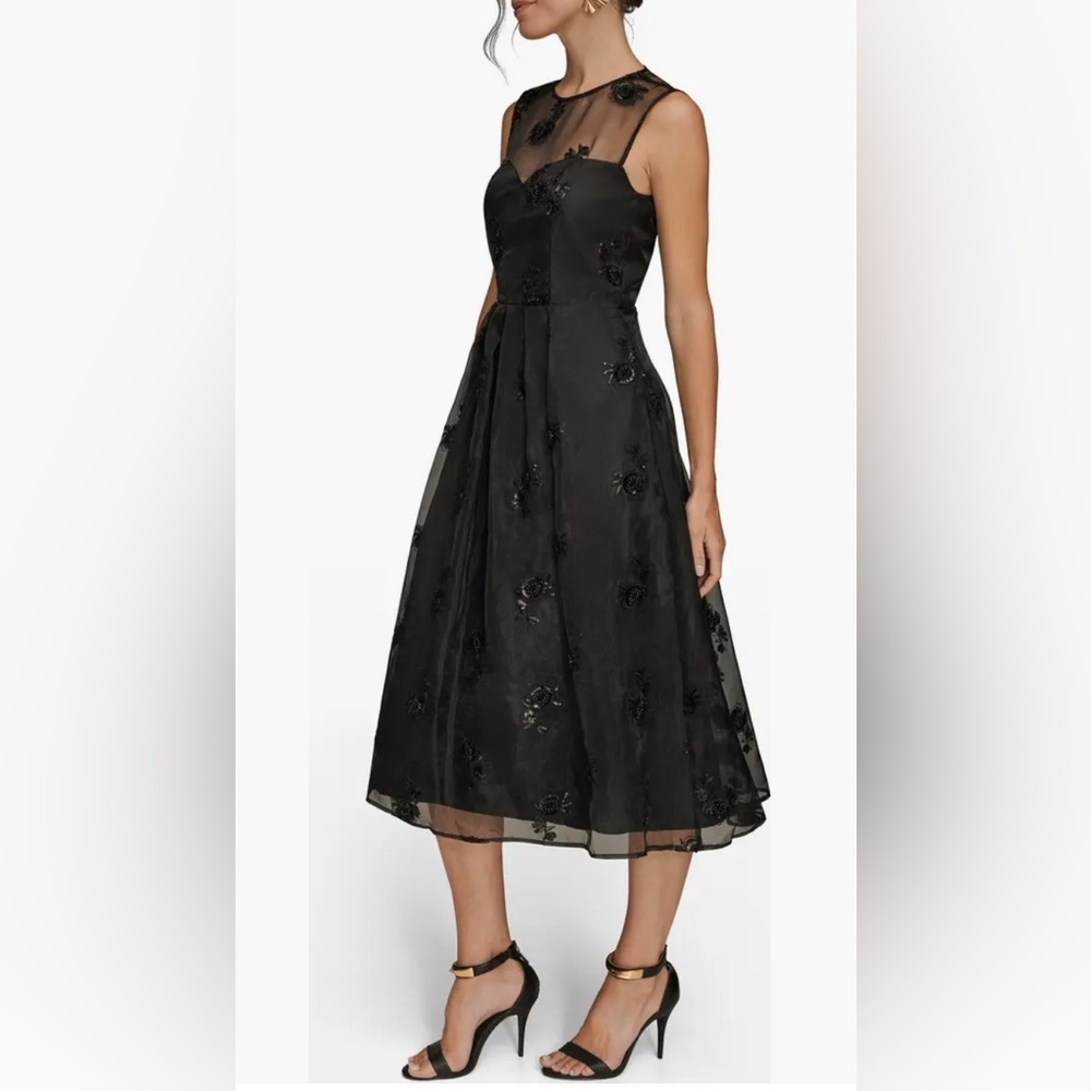 ORGANZA SLEEVELESS BEAD MIDI GOWN - Picture 3 of 9